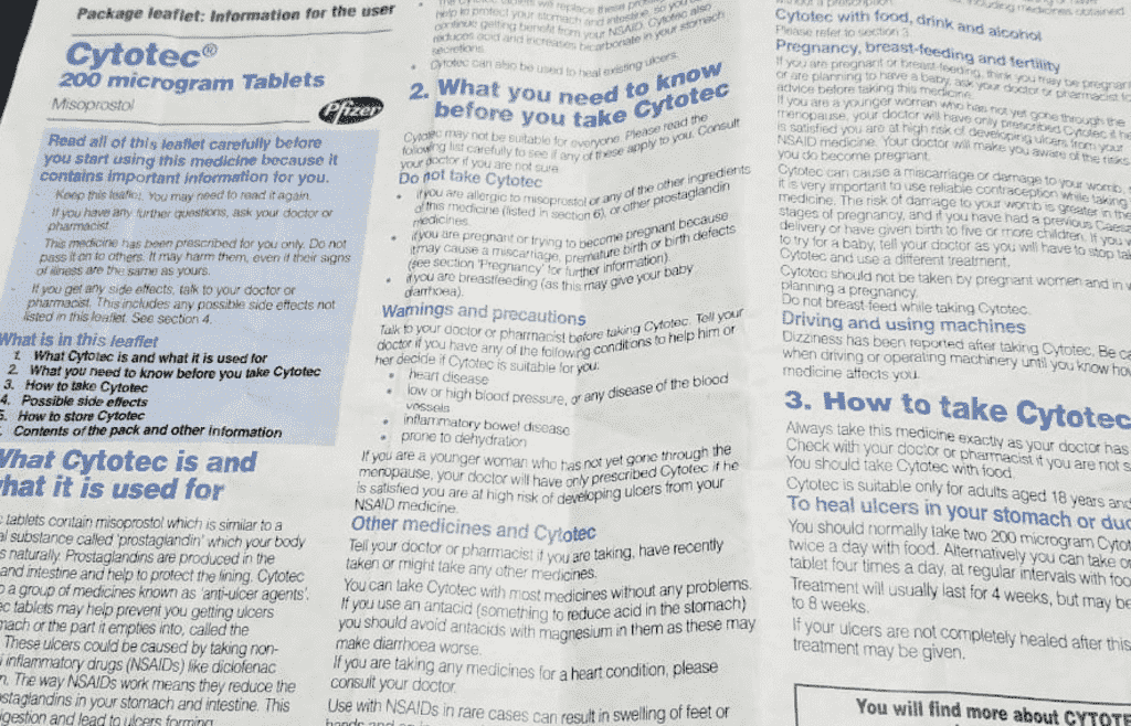 Cytotec abortion dosage